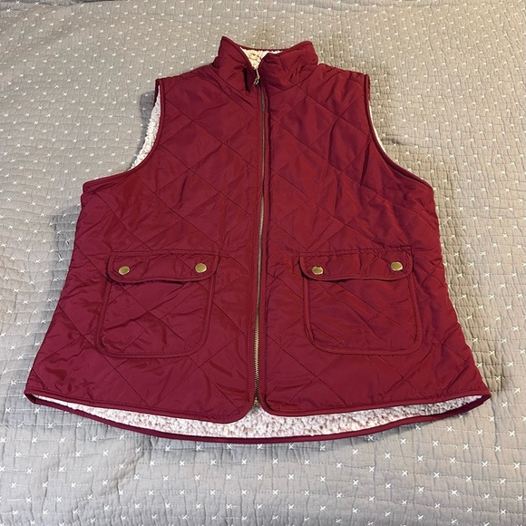 Love Tree Women’s Reversible Quilted Vest Wine and Pink Size L - Picture 2 of 7